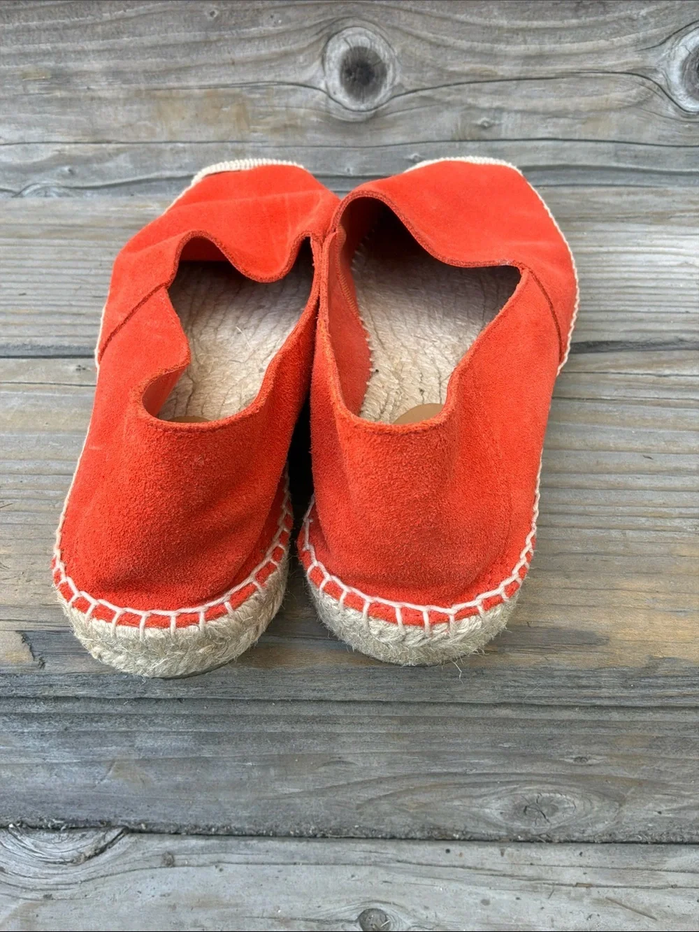 Mivano Italia Deep Orange Suede Slip On Espadrille Flat Size 8